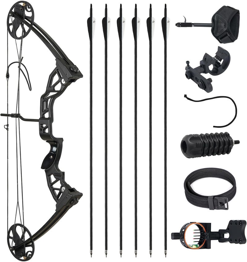 sf. Archery Compound Bow Package for Adults and Teens,Shooting Practice Archery Hunting Accessories Hunting Gear，19”-30” Draw Length，20-70 Lbs Draw Weight，320 fps，Right Handed - Image 1